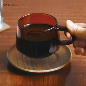 <span class=keywords><strong>Taza</strong></span> de Café Latte <span class=keywords><strong>Negra</strong></span> de Vidrio de Borosilicato Resistente al Calor, Hecha a Mano, Colorida, al por Mayor - Product Image 3