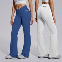 Celana Yoga Fitness Wanita High Waisted Peach Buttock Flared Pants dengan Logo Custom, Cepat Kering, Kaki Lebar