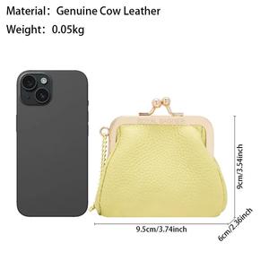 Monederos AndoBag con Patrón de Litchi para Mujeres y Niñas, Bolsa de Almacenamiento de Llaves con Cierre de Beso en Color Sólido, Monedero Casual para Monedas 1685 - Product Image 2