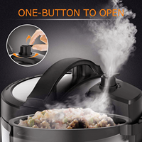 Cuisinière électrique programmable 13-en-1, capacité 5,1-6,0 L, revêtement antiadhésif en aluminium et acier inoxydable, compatible lave-vaisselle, usage domestique