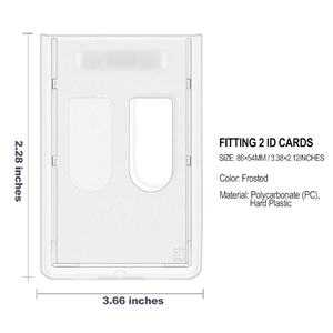 Protector de soporte de tarjeta de identificación de 2 tarjetas verticales transparentes duras con ranura para pulgar para enfermera de oficina y escuela - Product Image 3