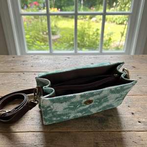 Handmade <b>Green</b> Floral Block Printed Sling Bag Boho Botanical Mini Crossbody <b>Purse</b> Wholesale Export India - Product Image 6
