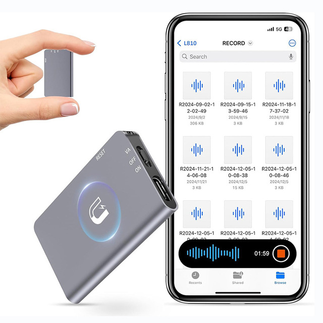 Mini One-Button Voice Recorder with Magnetic Clip HD Audio Recording Device for Lawyer Student Conference Meeting Lecture