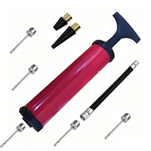 Pompe à air portable mini gonflable ActEarlier bleue et rouge pour ballon de basket, ballon de football, ballon de yoga avec plusieurs embouts - Product Image 2
