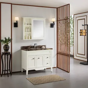 Nordic Style White color 100cm size soild wood bathroom cabinet