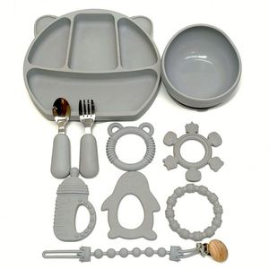 Juego de Platos de Silicona con Estampado de Cara Sonriente, Vajilla de Seis Piezas para Bebés, Grado Alimenticio, Venta al por Mayor - Product Image 3