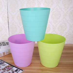 Cubo de Basura Cilíndrico de Plástico 23x23x24cm para Interiores y Exteriores, Contenedor de Residuos Domésticos, Verde Esmeralda, Violeta, Verde Claro - Product Image 3