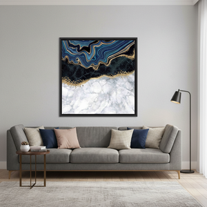 Elegant Gold <b>Framed</b> Canvas Print: Blue Marble Art Adorned,<b>BLACK</b> <b>FRAMED</b> CANVAS - Product Image 3
