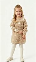 Robe en laine d'agneau de haute qualité pour filles, robe pull à franges et strass en forme de cœur + perles, robe de princesse chaude pour enfants, automne-hiver