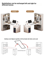 Bureau d'étude moderne et durable pour étudiants avec étagère en MDF pour salon