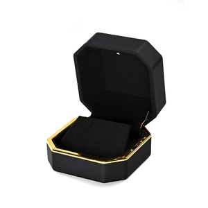 FANXI Custom logo <b>Black</b> Microfiber Jewelry <b>Box</b> Ring Earrings Pendant Necklace <b>Box</b> Jewelry Packaging Octagonal <b>Box</b> - Product Image 1