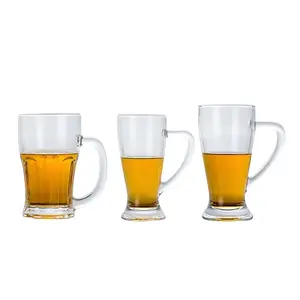 Wholesale personality bar restaurant clear glass handle beer mug 650 ml draft beer cup