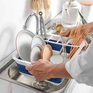 Household Kitchen Tools Foldable Drain Organizer Collapsible Dish <b>Drying</b> Basket <b>Rack</b> - Product Image 2