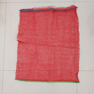 Sac en maille Raschel rouge pour fruits et légumes avec cordon de serrage, matériau PP Leno, 50x80cm, tricotage circulaire - Product Image 2