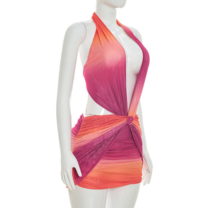Viviblook C26DS173 Vestido Mini Bodycon Sexy de Verano para Mujer, con Estampado Digital Degradado, sin Mangas, con Espalda Descubierta - Product Image 2