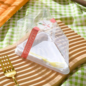 Estilo japonés Triangular Mille-feuille Mousse Cake Box Strawberry Season <span class=keywords><strong>mango</strong></span> Caja <span class=keywords><strong>de</strong></span> corte <span class=keywords><strong>de</strong></span> pastel <span class=keywords><strong>de</strong></span> 6/8 pulgadas PET Panadería Envasado <span class=keywords><strong>de</strong></span> alimentos - Product Image 2