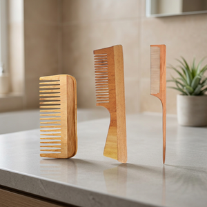 Wooden Natural Crafts <b>Comb</b> Set <b>Wide</b> Teeth Handmade Natural Wood Hair Care Tool Durable Rectangle Shape - Product Image 2