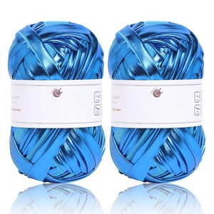 Fashion Shiny Metallic Leather Touching <b>100</b>% <b>Polyester</b> T Shirt Hand Knitting <b>Yarn</b> for Bag Crocheting - Product Image 4