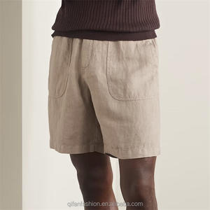 Pantaloncini <span class=keywords><strong>da</strong></span> uomo personalizzati in lino <span class=keywords><strong>Bermuda</strong></span> traspirante a vita media stile Casual a gamba dritta con coulisse interna al ginocchio in tinta unita - Product Image 2