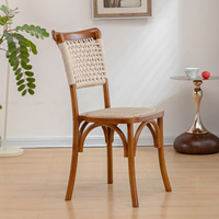 Chaises de salle à manger sans accoudoirs en bois massif tressé style rétro pour maisons d'hôtes et cafés – Vente en gros – Décoration décontractée pour la Chine