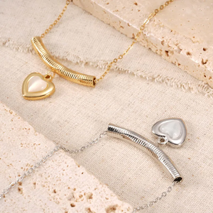 Collier pendentif en forme de cœur de luxe pour femmes, acier inoxydable 304, zircon, étanche, non décolorant, chaîne de câble, bijoux cadeau - Product Image 1