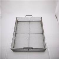 Panier de stérilisation en maille d'acier inoxydable 304, double poignée, plateau rectangulaire en fil métallique, pour la désinfection et le stockage d'instruments médicaux