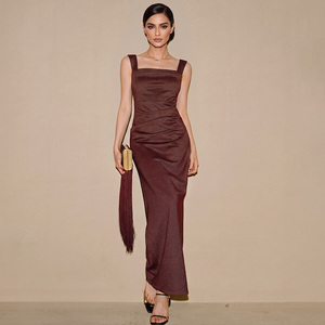 ZYHT 75274 Abito Lungo Estivo da Donna, Senza Maniche, con Motivo Arricciato, Traspirante, Vita Naturale, <span class=keywords><strong>Bordeaux</strong></span>, per Vacanze - Product Image 1