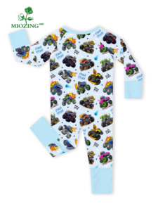 Miozing Monster Truck Racing Soft Bamboo Baby Sleeper Two-way Zipper Romper Breathable Cozy Sleepwear untuk Bayi Tersedia di Stok - Product Image 3