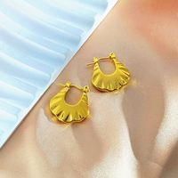 Boucles d'oreilles créoles épaisses en acier inoxydable plaqué or 18 carats, multi-styles géométriques, pour femmes, vente en gros