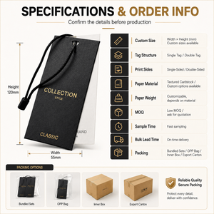 Etichette di Lusso in Carta Riciclata Personalizzate con Goffratura e Stampa a Caldo per Abbigliamento, Eco-Friendly e Sostenibili - Product Image 2
