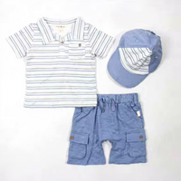 Ensemble de vêtements d'été décontractés pour bébé-T-Shirt à manches courtes en coton + short et chapeau avec motif imprimé pour les tout-petits, garçons et filles