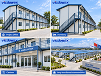 VICDOWEX Bâtiment préfabriqué de luxe en forme de T, isolation thermique, conception ignifuge pour bureaux de projets et personnel à long terme