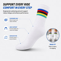 Chaussettes de cyclisme Aero avec rayures arc-en-ciel Tour de France, chaussettes de vélo