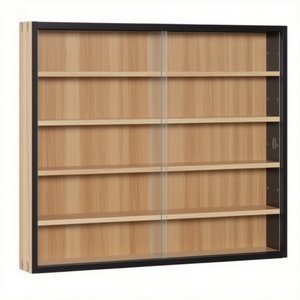 Hikuya Nhiệm Vụ Ánh Sáng Duy Nhất-Sided 5-Tier Shotglass Hiển Thị Đứng Với 2 Cửa Kính 4 Có Thể Điều Chỉnh Kệ Tường Kệ Hiển Thị Tủ - Product Image 5