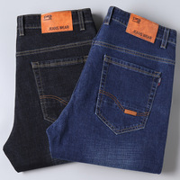 Jean extensible de haute qualité pour hommes, pantalon en Denim noir et bleu à jambe droite pour hommes, printemps et automne