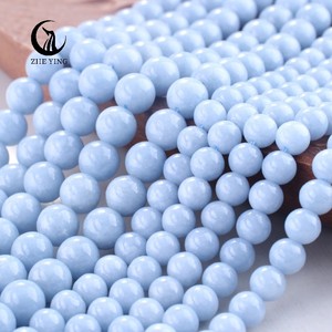 Perles d'angélite Zhe Ying 6 mm 8 mm 10 mm, pierres naturelles, perles d'anhydrite pour la fabrication de bracelets - Product Image 1