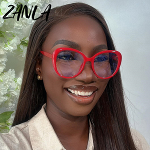 Oversized Round Blue Ray Blocking <strong>Eyeglasses</strong> <strong>Frames</strong> Women 2024 Fashion Designer Ladies Glasses TR90 Non-prescription Spectacles - Product Image 4