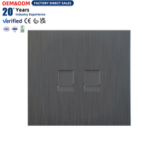 Prise murale double RJ11 pour bureau, finition gris brossé, alimentation directe usine
