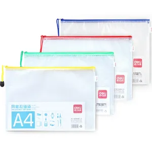 Deli 5654 <strong>PVC</strong> Zipper Document <strong>File</strong> Bag Transparent Waterproof Mesh A4 - Product Image 5