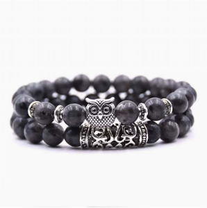 Pulsera de Piedras Naturales con Cuentas de Búho, Roca Volcánica y Pino Rojo, Versátil para Parejas, Venta Directa de Fábrica - Product Image 4