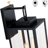 Lampu Dinding Luar Ruangan 26 inci dari Senja hingga Fajar, Warna Hitam, Modern, Lampu Teras, Lampu Dinding Eksterior 2 Lampu dengan Kap Lampu Kaca Transparan, Tahan Air