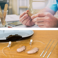 Étui de nettoyage portable pour aides auditives avec brosse intégrée, boucle à cire et miroir pour l'entretien quotidien
