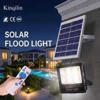 Projecteur solaire 100W 200W 300W avec télécommande et minuterie, étanche IP67, du crépuscule à l'aube, câble de 5 mètres pour cour, jardin, rue