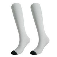 Chaussettes de compression de course vierges à sublimation en polyester blanc, chaussette de pantalon de compression 12-14 Mmhg pour femmes