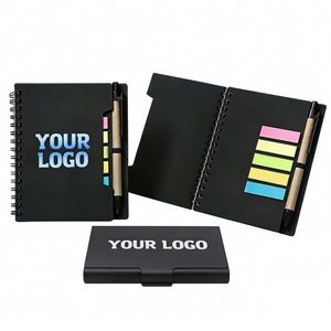 Wholesale <b>Small</b> Kraft Stationary Sticky Note Gift Promo Business Notebook With Logo and Pen - Product Image 1