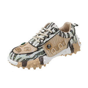 New full-diamond sports shoes - Korean version, multi-color thick-soled fashionable <b>lettered</b> casual export shoes - Product Image 6