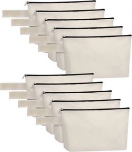 Bolsa de Cosméticos Multiusos de Lona de Algodón, Bolsa de Viaje Portátil para Maquillaje y Artículos de Aseo con Cierre y Correa para Manualidades - Product Image 1