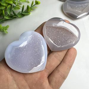 قلوب عقيق درزي طبيعي قلب كريستال عقيق جيود مجموعة قلوب للشفاء ديكور المنزل هدية وديكور - Product Image 4
