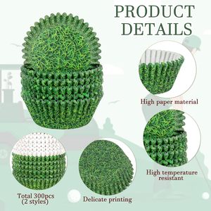 Moule à cupcakes en papier vert et blanc de 11 cm x 6 cm, forme de balle de <span class=keywords><strong>golf</strong></span>, pour muffins, gâteaux, contenants pour fêtes sportives, bricolage, fournitures artisanales - Product Image 3