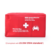 Trousse de premiers soins compacte, légère, imperméable et durable en polyester rouge, conforme à la norme européenne DIN 13164, pour les activités de plein air et les voyages en voiture